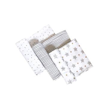 Masilo Organic Muslin Baby Swaddle (White & Grey)